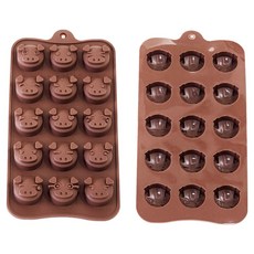 실리콘몰드 미니 돼지 얼굴 15구, 單色, 2個