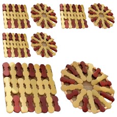 Komoten 現代砂鍋 圓形鍋墊 米紅色 4入 + 方形鍋墊 米紅色 4入 套組, 1套