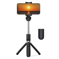 모디스 휴대폰 미니 삼각대 셀카봉 + 무선 블루투스 리모컨 세트, 블랙, 1세트, BND-RMTC-B03