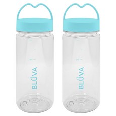 블루바 눈금표시 트라이탄 하트캡 쉐이커 보틀, 블루, 350ml, 2개