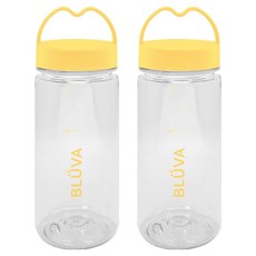 블루바 눈금표시 트라이탄 하트캡 쉐이커 보틀, 2개, 350ml, 옐로우