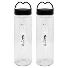 블루바 눈금표시 트라이탄 하트캡 쉐이커 보틀, 2개, 500ml, 블랙