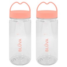 블루바 눈금표시 트라이탄 하트캡 쉐이커 보틀, 핑크, 350ml, 2개