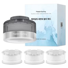 HappyDarling 浴室洗手檯過濾水龍頭淨水頭水龍頭 + 補充濾心3入組 黑銀色, 1套