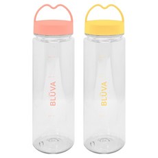 블루바 눈금표시 트라이탄 하트캡 쉐이커 보틀 2종 세트, 핑크 + 옐로우, 500ml, 1세트 핑크 + 옐로우, 500ml, 1세트