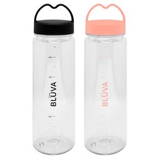 블루바 눈금표시 트라이탄 하트캡 쉐이커 보틀 2종 세트, 블랙 + 핑크, 500ml, 1세트