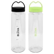 블루바 눈금표시 트라이탄 하트캡 쉐이커 보틀 2종 세트, 블랙 + 그린, 500ml, 1세트