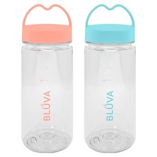 블루바 눈금표시 트라이탄 하트캡 쉐이커 보틀 2종 세트, 핑크 + 블루, 350ml, 1세트