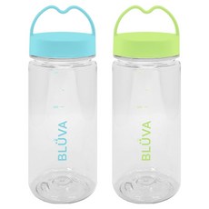 블루바 눈금표시 트라이탄 하트캡 쉐이커 보틀 2종 세트, 블루 + 그린, 350ml, 1세트
