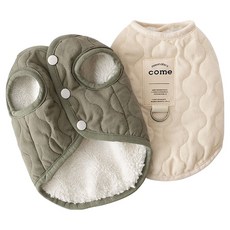 寵物寵穿搭系列 秋冬小型犬居家保暖棉馬甲2件組, 1套, 米色 + 綠色