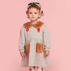 BEBE DE PINO 幼兒鬱金香毛皮飾邊刷毛連身裙 BP34OD221