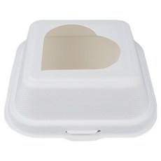 NAPKIN KOREA 紙漿漢堡心形開窗容器 白色, 1個, 100入