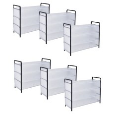 居家達人 簡易DIY收納防塵鞋架 4層 加長款, 6個, 透明白