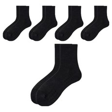 Home&The 氣墊中筒運動襪 5雙組, 黑色, 1套