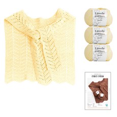 yarna 러블리 어텀숄 러블리 코튼 뜨개실 3p 인쇄도안 DIY 패키지 S, 뜨개실(512 레몬), 1개