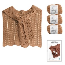 yarna 러블리 어텀숄 러블리 코튼 뜨개실 3p 인쇄도안 DIY 패키지 S, 뜨개실(527 라이트브라운), 1개