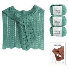 yarna 러블리 어텀숄 러블리 코튼 뜨개실 3p 인쇄도안 DIY 패키지 S, 뜨개실(535 더스티그린), 1개
