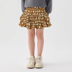 LIEBELLO 女童天鵝絨荷葉邊裙