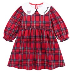 에스더버니리틀 마론 체크 밍크 기모 원피스