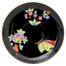 匈牙利 Herend Herend 維多利亞女王 黑色摩卡杯碟 12.5cm, 混合色, 1個