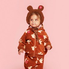 BEBE DE PINO 兒童滿版Pigeon刷毛連帽拉鍊外套 BP34JD109