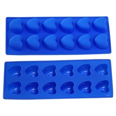 Bestom 矽膠模具 愛心 12格, 藍色, 2個
