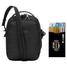 pacsafe V Companion 防盜斜揹包 + RFID防側錄卡套組, 黑色