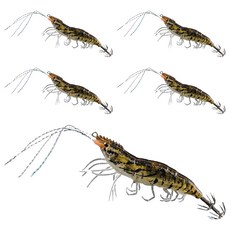 리얼 새우 수평 에기 UV 반사 야광 인조 미끼, 5個, 10g, 金色虎紋