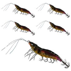 리얼 새우 수평 에기 UV 반사 야광 인조 미끼, 5個, 10g, 金色粉紅