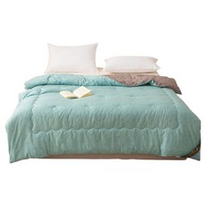 寢室安居 雙色石墨烯羊毛被 2kg, 琥珀綠 + 灰色