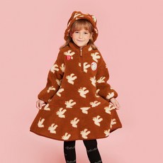 BEBE DE PINO 滿版Pigeon圖案搖粒絨連身裙 BP34OD417