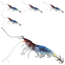리얼 새우 수평 에기 UV 반사 야광 인조 미끼, 5個, 10g, 閃亮彩虹