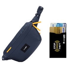 pacsafe GO 斜背防盜包 + RFID防側錄卡套組, 海岸藍