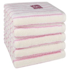 타올쿤 송월 멀티스트라이프 세면타올 220g 30수 코마사, 핑크, 5개