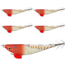 애기 쭈꾸미 갑오징어 한치 문어 와이어 야광 수평 삼봉에기 생미끼, 夜光橘, 14g, 5個