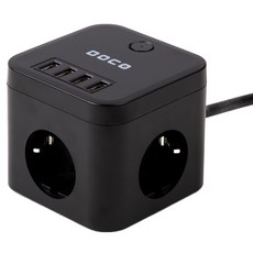 보코 USB 큐브 멀티탭 3구 SL-320, 2m, 블랙, 1개