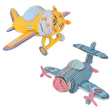 Kes.B 藝術學校 Poppy 3D立體飛機製作2件組, 藍色, 黃色, 1套