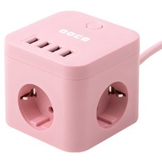 보코 USB 큐브 멀티탭 3구 SL-320, 2m, 핑크, 1개