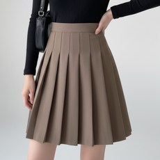 마켓피아 여성용 심플 미디 플리츠 주름 스커트