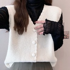 MarketA 女款鬆餅格紋針織背心