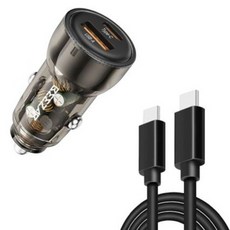 비잽 차량용 듀얼 초고속 시거잭 충전기 2구 + 초고속 케이블 60W 세트, BZD60, 혼합색상