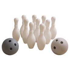 Edu play Woody 高級保齡球遊戲 大型保齡球2種 + 保齡球瓶 28cm x 10p 套組, 混合顏色, 1套