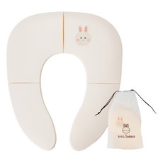 AttiRabbit 攜帶式折疊幼兒馬桶坐墊 + 專用防水收納袋, 淺米色, 1套