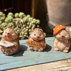 Home Mart 庭園裝飾 兔子與烏龜室內裝飾3件組, 刺蝟三隻一組