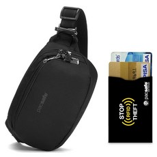 pacsafe V 防盜腰包 + RFID防盜刷卡夾 2入組, 黑色