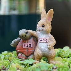 Home Mart 庭園裝飾 兔子與烏龜 室內裝飾造型物 賽跑的兔子與烏龜, 混合色