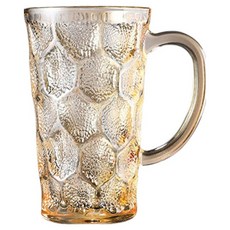 法式瑪爾斯 波波裂紋多用途附把手長版玻璃杯 295ml, 琥珀色, 1個