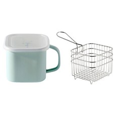 Moda Kitchen 電磁爐適用方形儲物琺瑯鍋 附油炸網 1.45L, 1個, 14cm