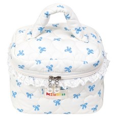 蝴蝶結柔軟愛心壓紋化妝包 方形桶包