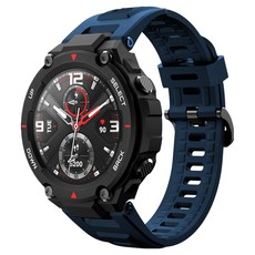 SPACE SHIELD 適用Amazfit T-Rex經典扣式矽膠錶帶, 午夜藍, 1個